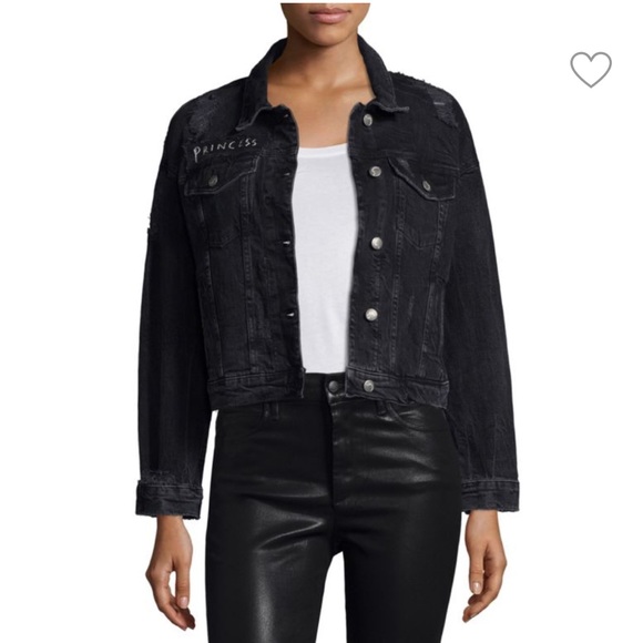 Taylor Hill x JOE’S JEANS Princess Black Distressed Denim Cropped Jacket EUC M - Picture 2 of 12